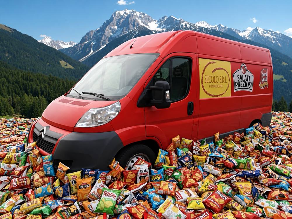 Furgone Secolo Commerciale pronto alla consegna — marchi Salati Preziosi e Sani Gusti in evidenza